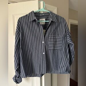 Abercrombie oversized cropped poplin shirt